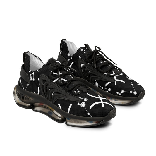 Men's Mesh Sneakers, Pisces Zodiac Sign, AOP, Black