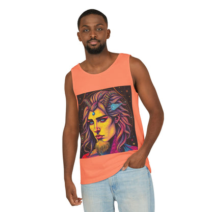 Unisex Garment-Dyed, Tank Top, Aquarius Design, Pop Art v1, 100% Ringspun US cotton