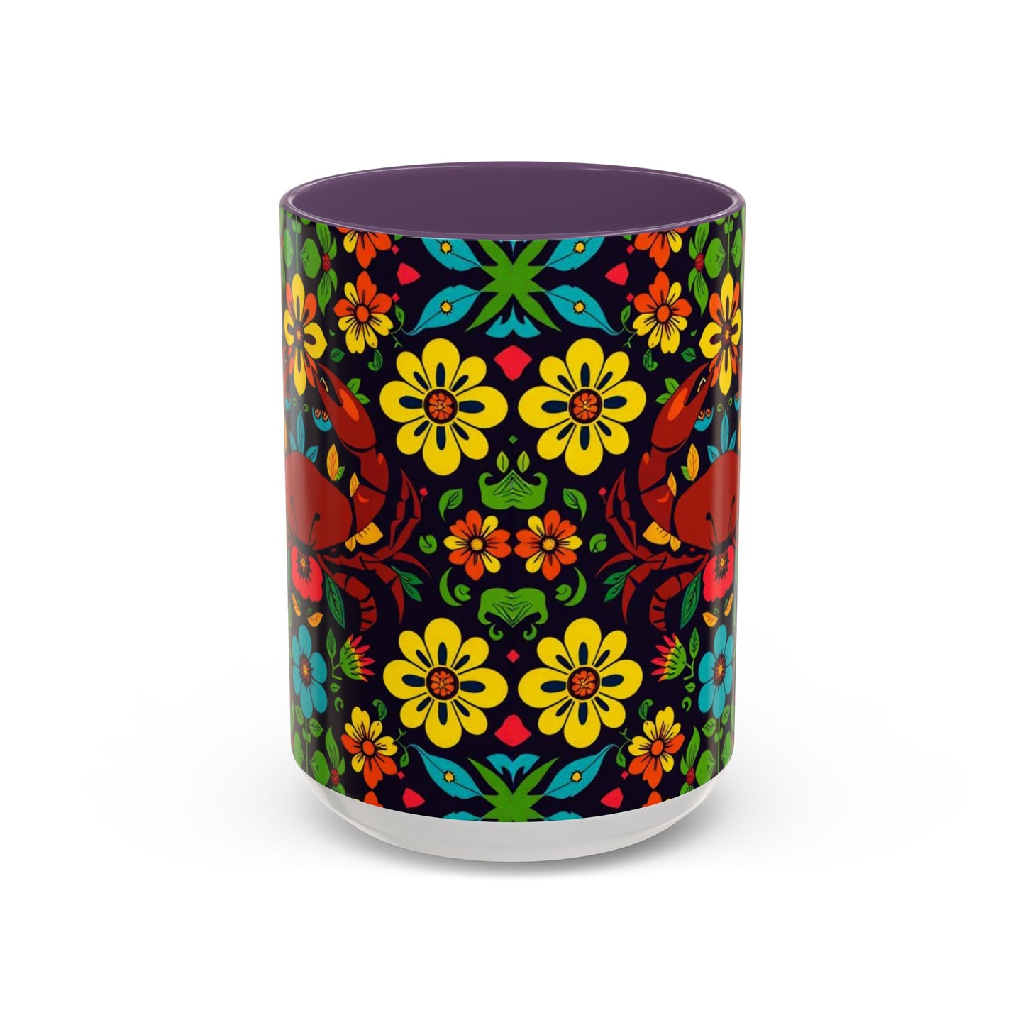 Accent Coffee Mug, Cancer, Zodiac v2, Flower Pattern, (11, 15oz)
