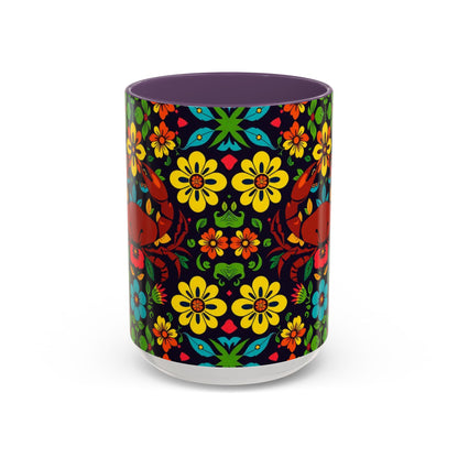 Accent Coffee Mug, Cancer, Zodiac v2, Flower Pattern, (11, 15oz)