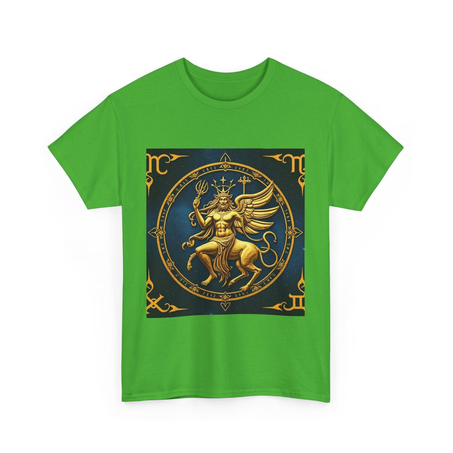 Unisex Heavy Cotton T-Shirt, Gold Angel, Symbol, Virgo Zodiac Design