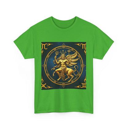Unisex Heavy Cotton T-Shirt, Gold Angel, Symbol, Virgo Zodiac Design