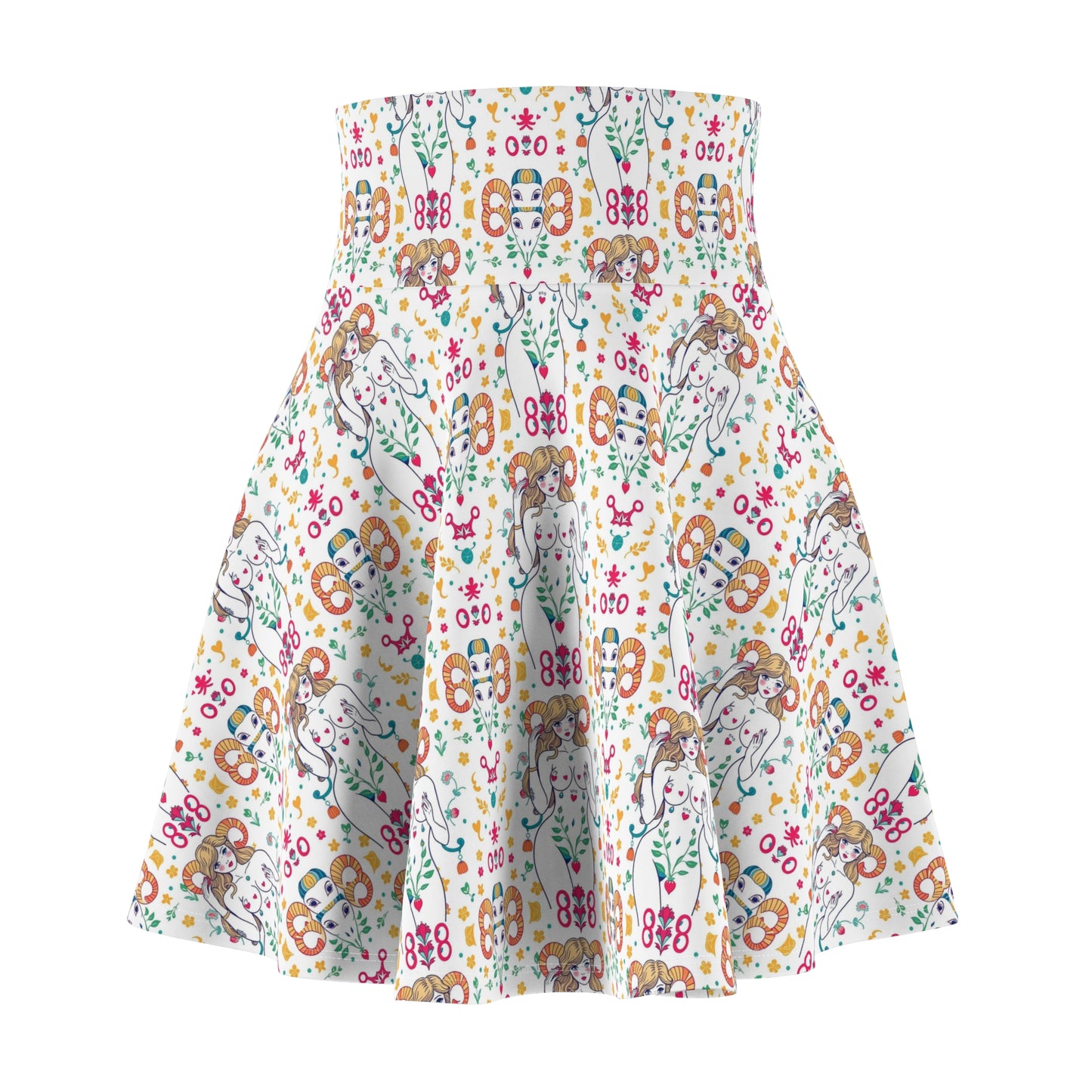 Women's Skater Skirt, (AOP), Aries, Zodiac, Sexy Pattern
