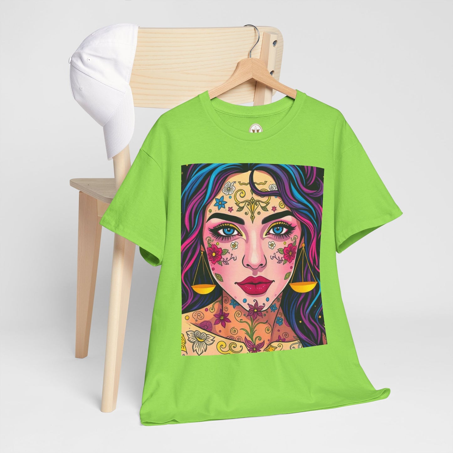 Unisex Heavy Cotton T-Shirt, Libra, Zodiac v4, Sexy Art