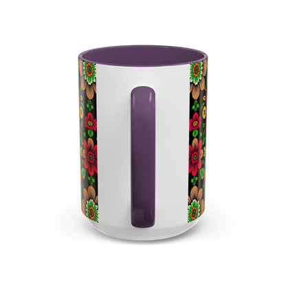 Accent Coffee Mug, Gemini, Zodiac v4, Flower Pattern, (11, 15oz)