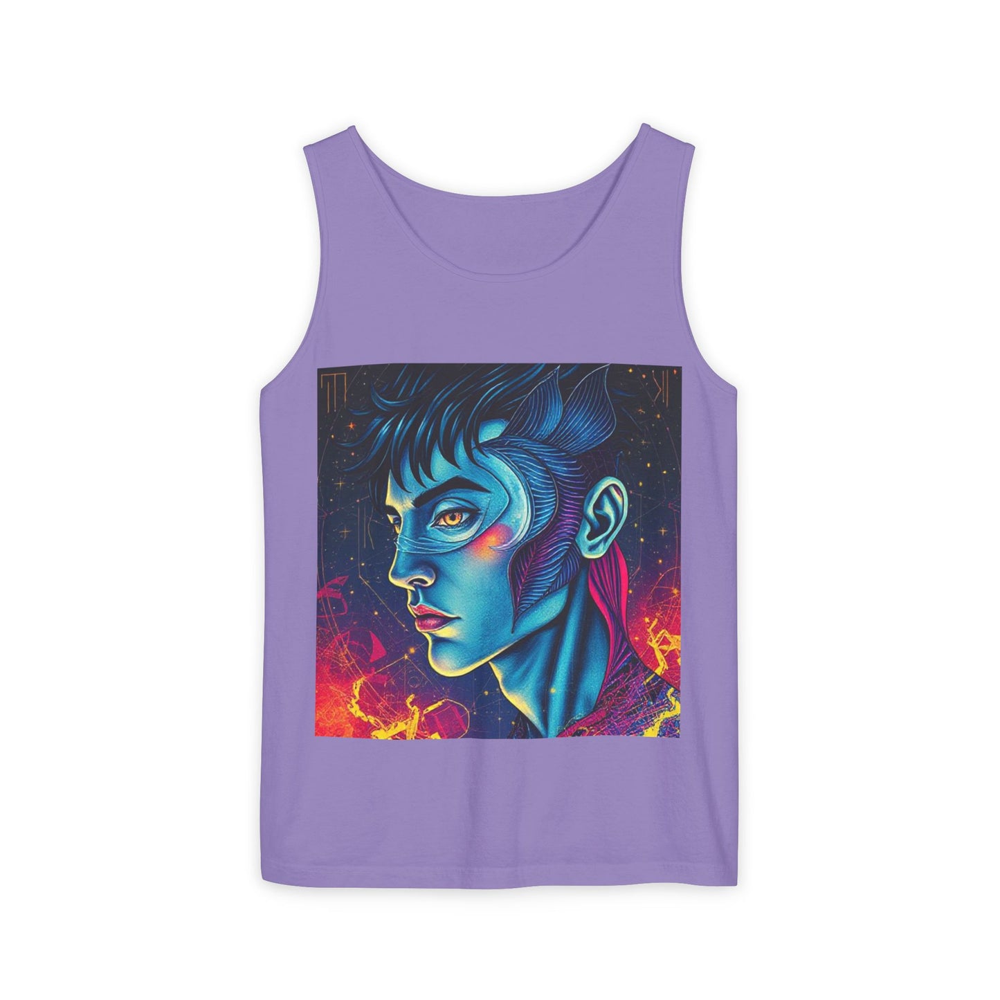 Unisex Garment-Dyed, Tank Top, Pisces Design, Pop Art v1, 100% US cotton