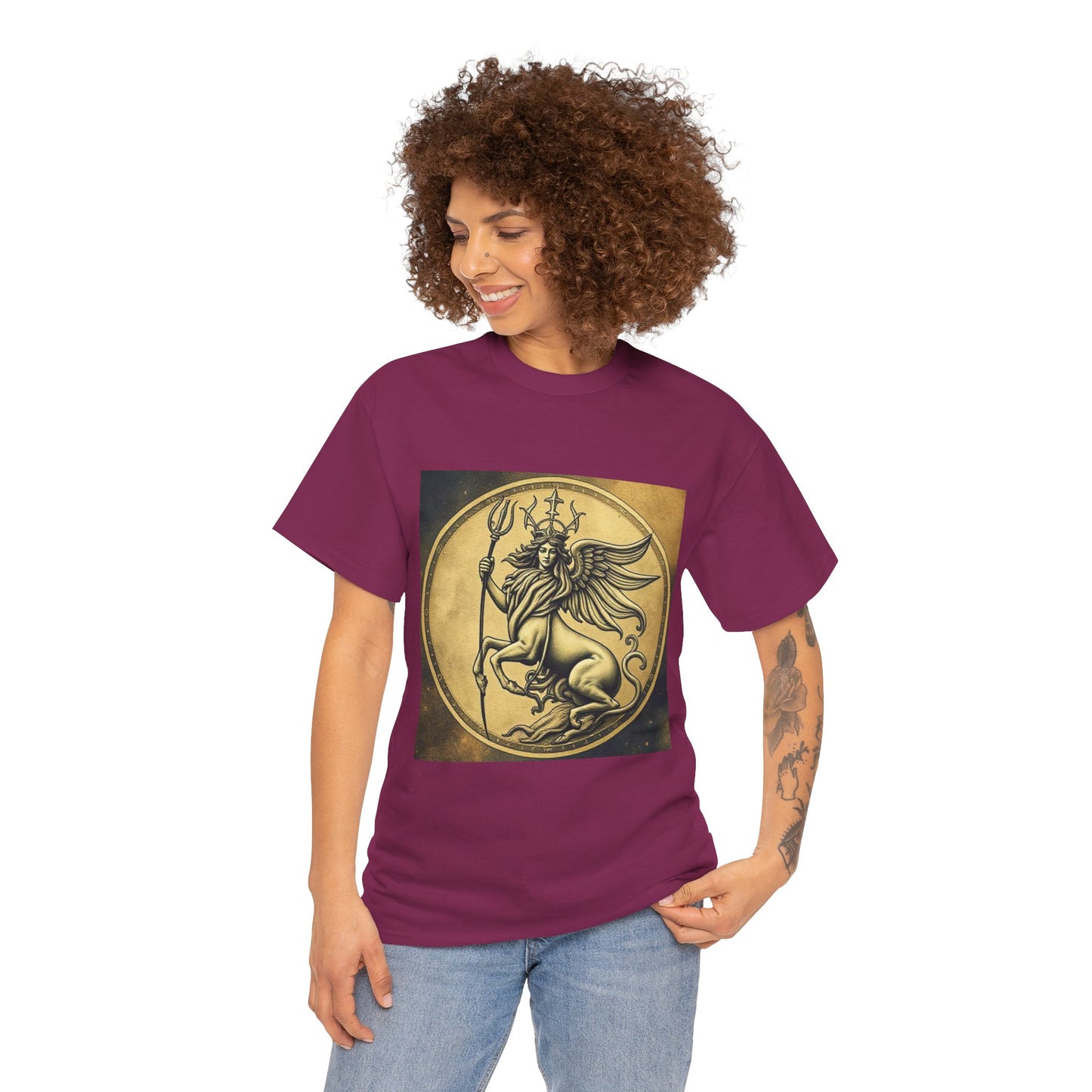 Unisex Heavy Cotton T-Shirt, Angel Animal, Virgo Zodiac Design