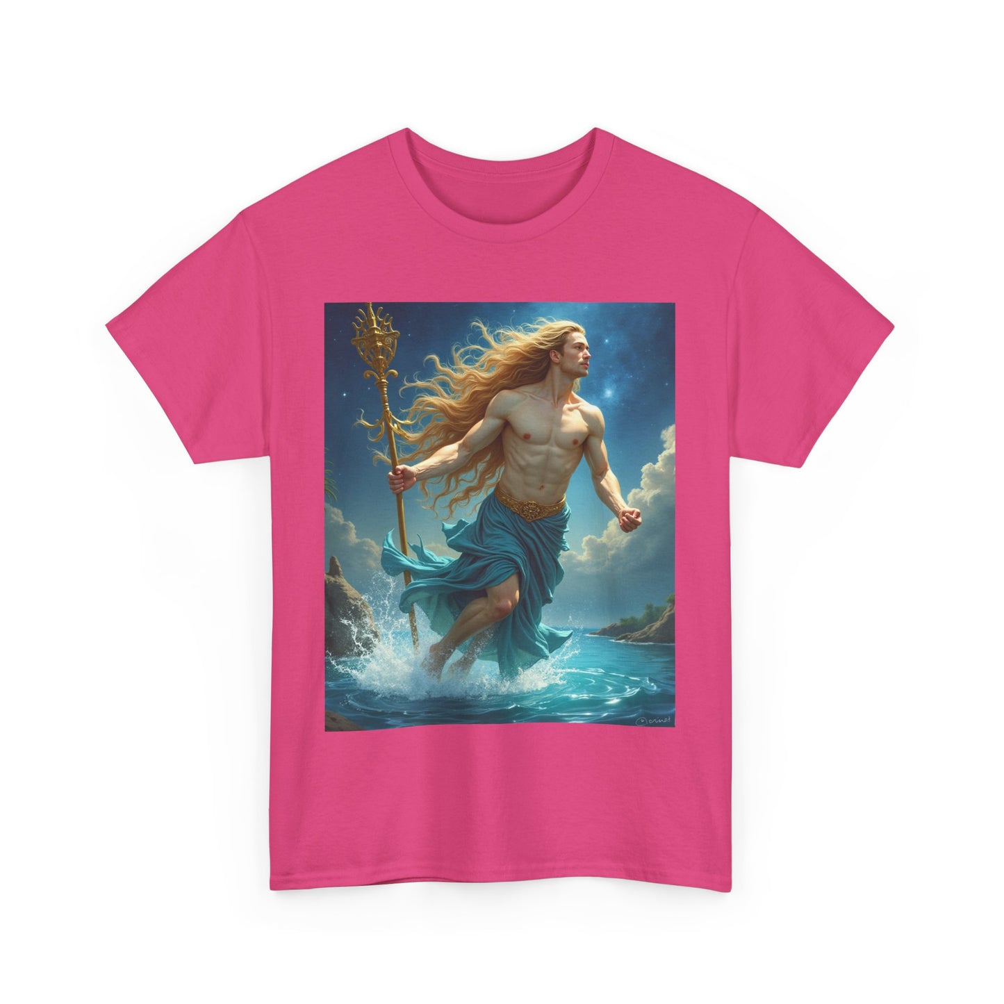 Unisex Heavy Cotton T-Shirt, Realistic, Aquarius Zodiac Design