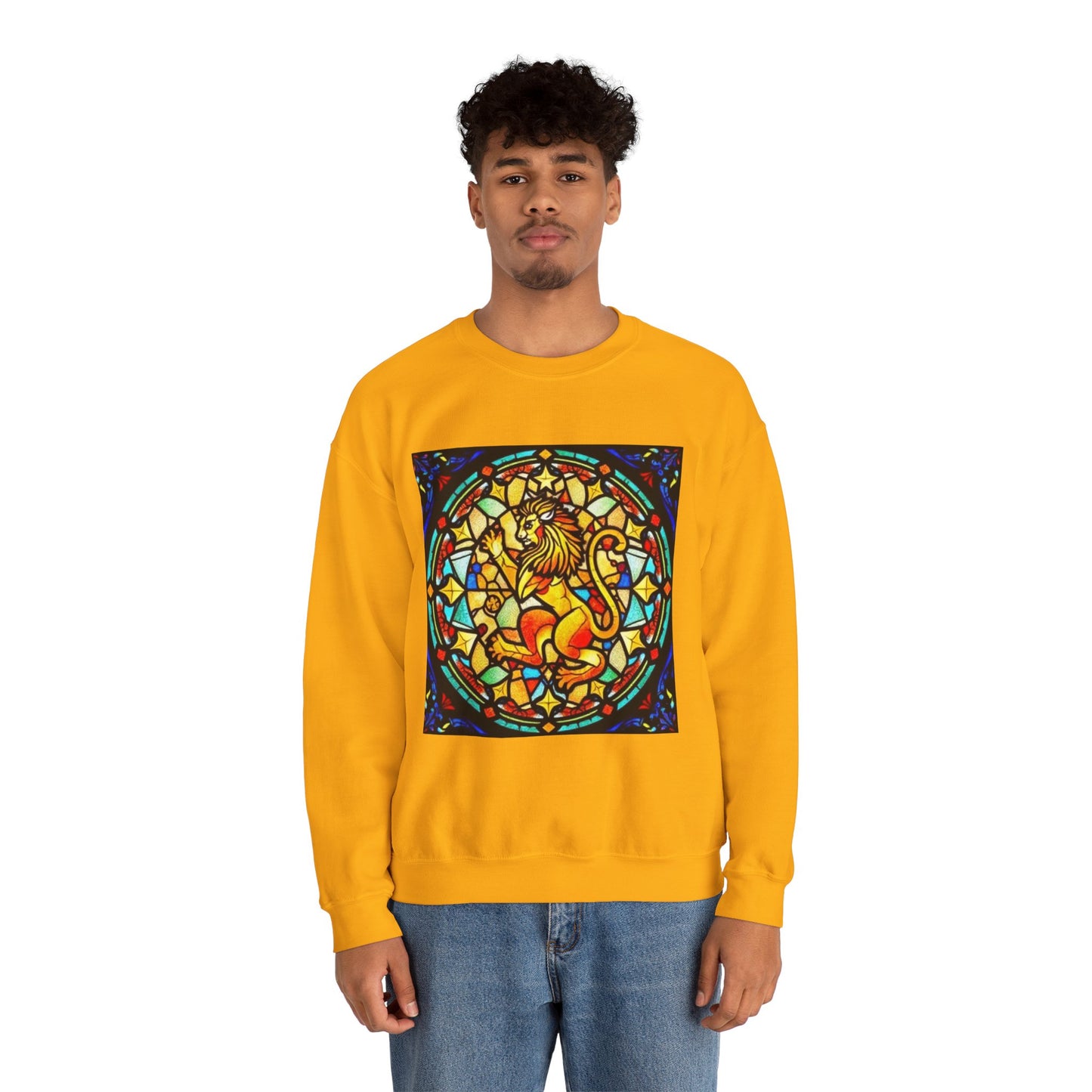 Unisex Heavy Blend™ Crewneck Sweatshirt, Glass 1, Leo Zodiac Design
