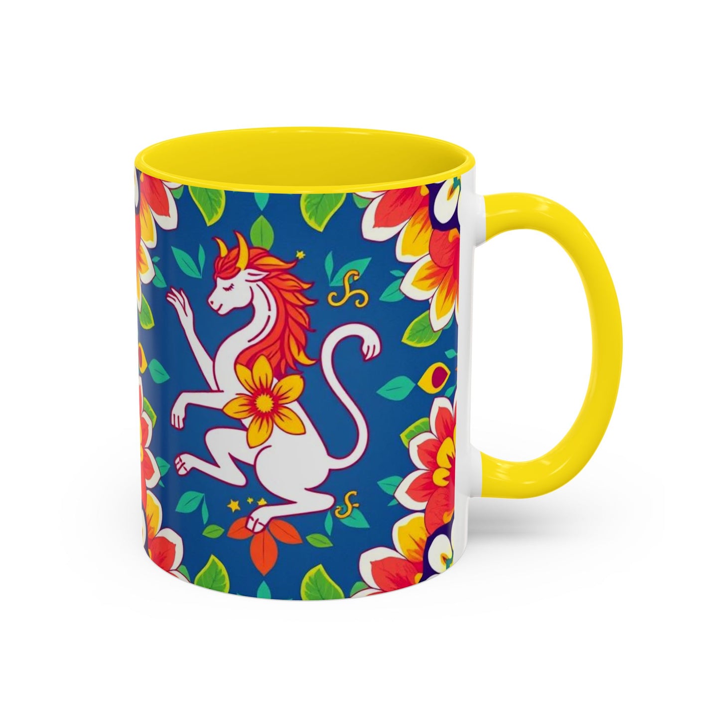 Accent Coffee Mug, Virgo, Zodiac v3. Flower Pattern, (11, 15oz)