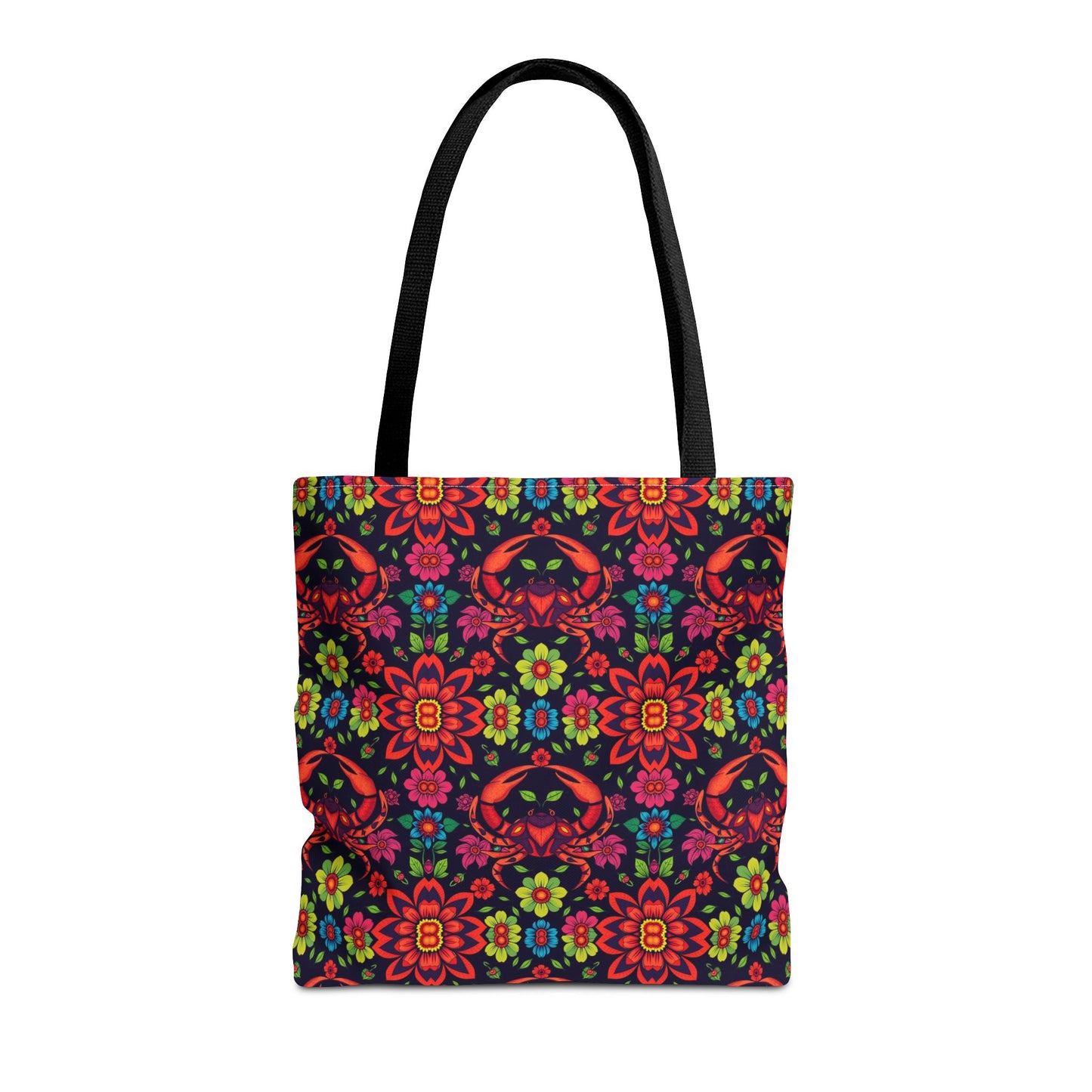 Tote Bag, (AOP), Cancer, Zodiac, Flower Pattern