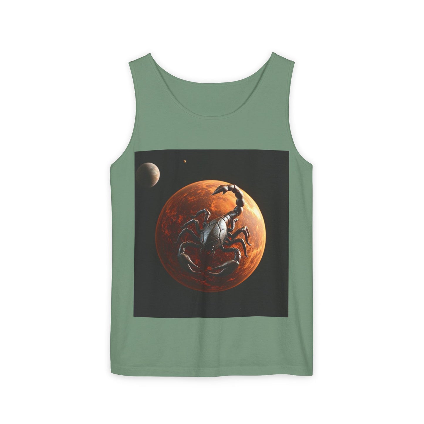 Unisex Garment-Dyed, Tank Top, Scorpio Design, Planet Symbol, 100% US cotton