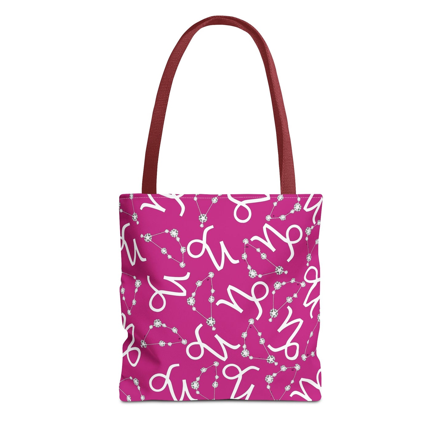 Tote Bag, Capricorn Zodiac Sign, AOP, (Pink, White)