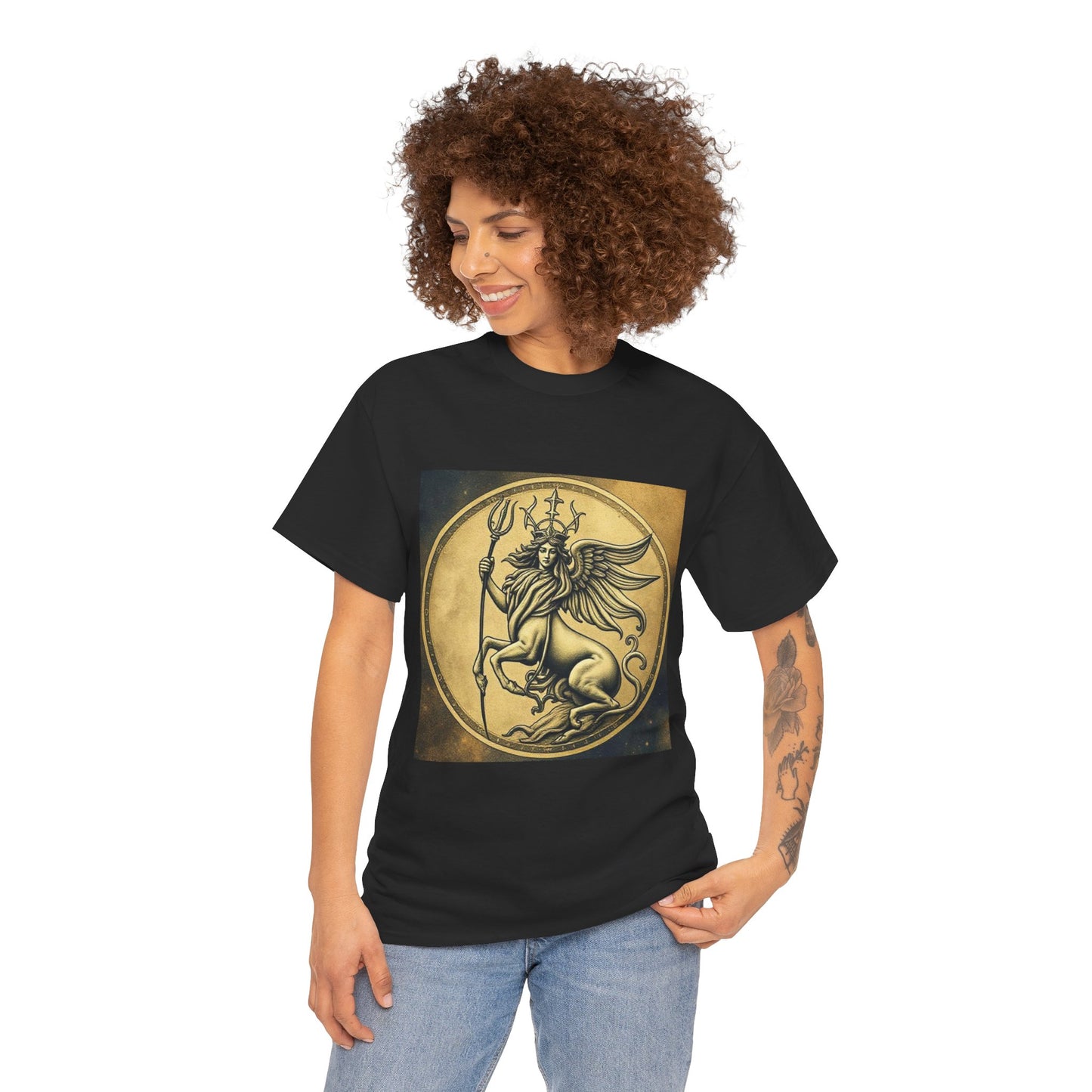 Unisex Heavy Cotton T-Shirt, Animal Angel v1, Virgo Zodiac Design