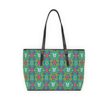 Leather Shoulder Bag, Aquarius, Zodiac v2, Flower Pattern