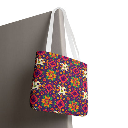 Tote Bag (AOP), Aquarius, Zodiac v2, Flower Pattern