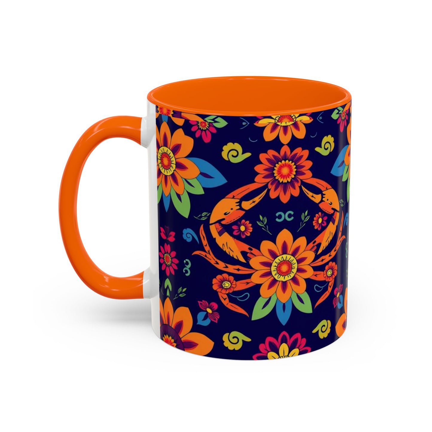 Accent Coffee Mug, Cancer, Zodiac, Flower Pattern, (11, 15oz)