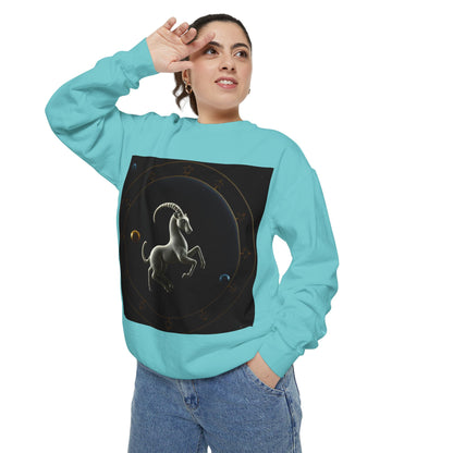 Garment-Dyed Sweatshirt, Unisex, Space Animal Design v1, Capricorn
