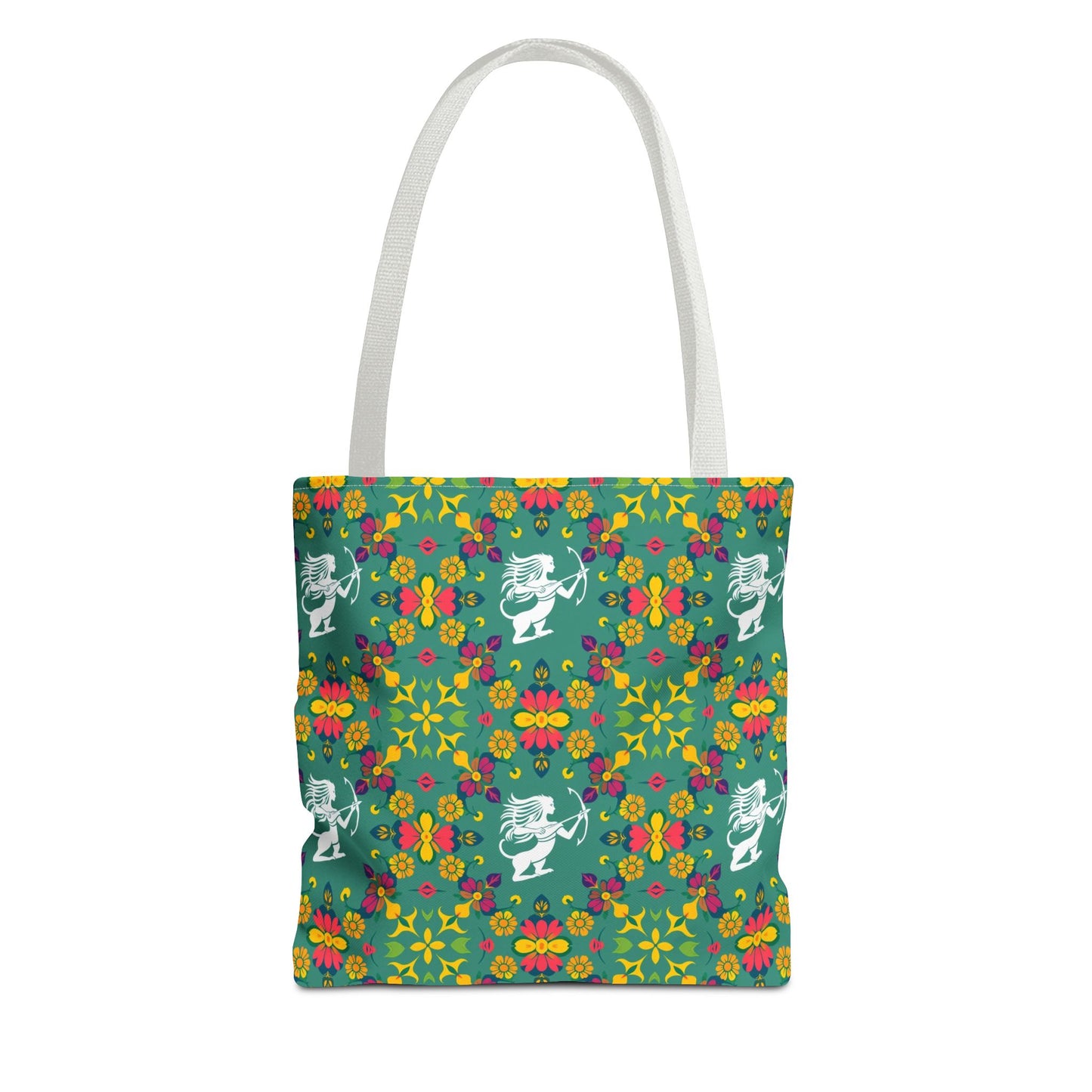 Tote Bag, (AOP), Sagittarius, Zodiac v6, Flower Pattern