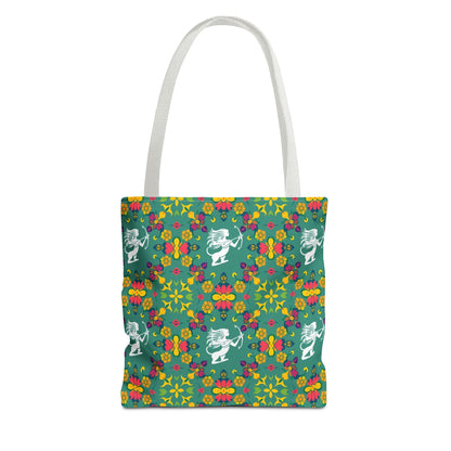 Tote Bag, (AOP), Sagittarius, Zodiac v6, Flower Pattern