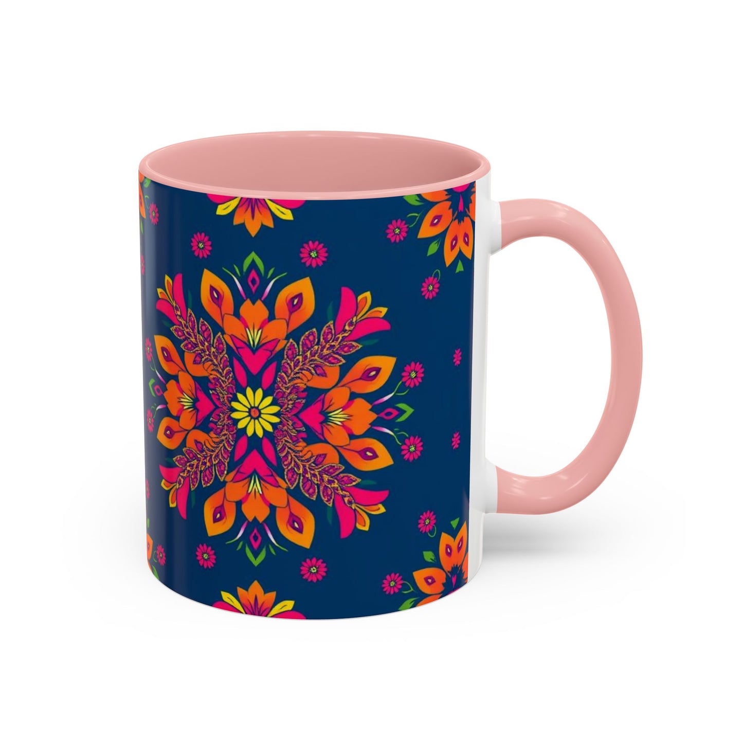 Accent Coffee Mug, Gemini, Zodiac v2, Flower Pattern, (11, 15oz)