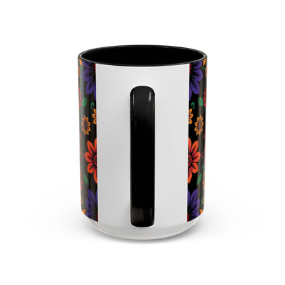 Accent Coffee Mug, Scorpio, Zodiac. Flower Pattern, (11, 15oz)