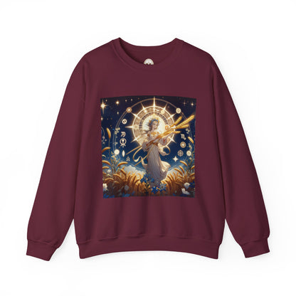 Unisex Heavy Blend™ Crewneck Sweatshirt, anime girl in wheat field, Virgo Zodiac Design