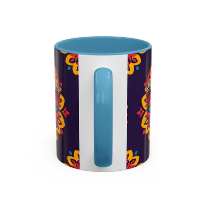 Accent Coffee Mug, Taurus, Zodiac v4. Flower Pattern, (11, 15oz)