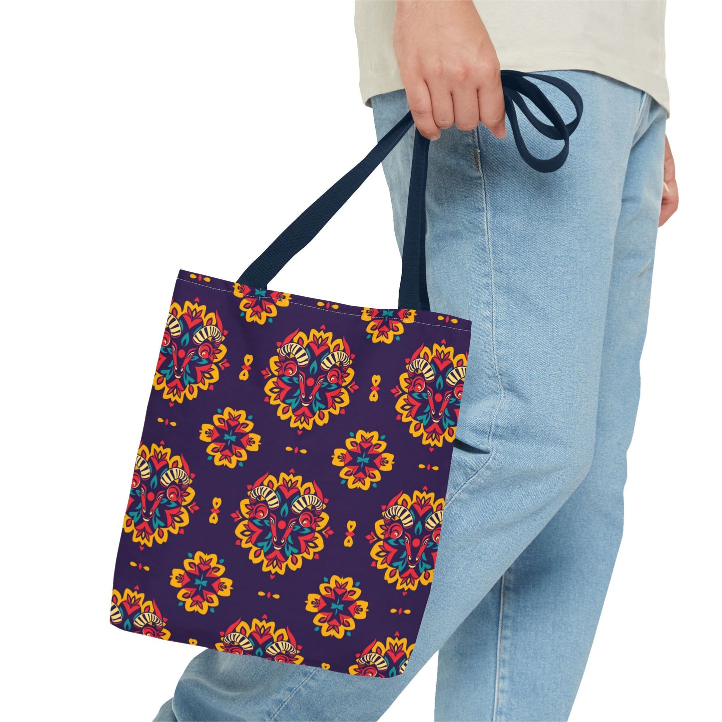 Tote Bag (AOP), Taurus, Zodiac v2, Flower Pattern