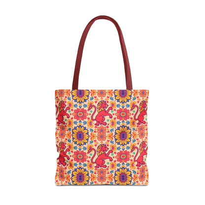Tote Bag (AOP), Leo, Zodiac v2, Flower Pattern