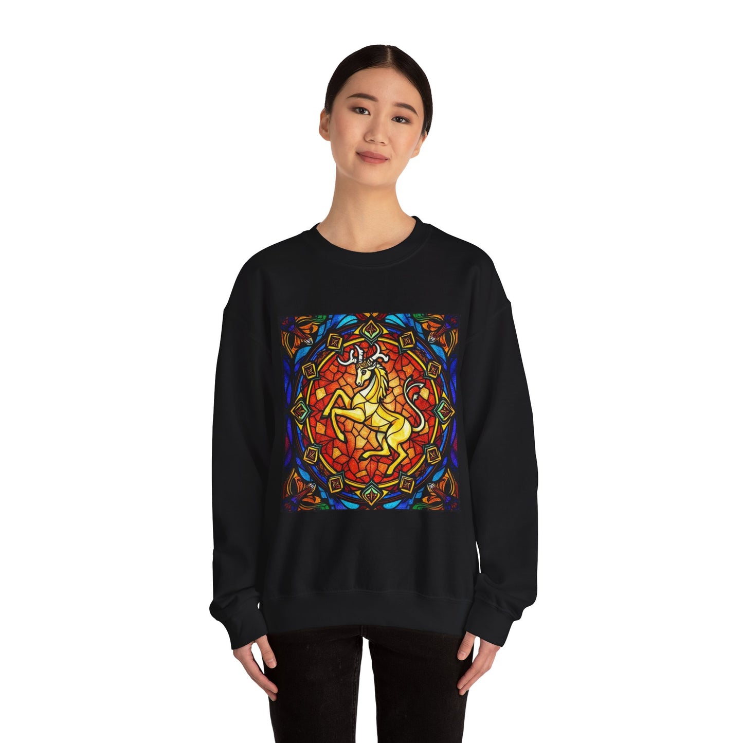 Unisex Heavy Blend™ Crewneck Sweatshirt, Glass 1, Capricorn Zodiac Design