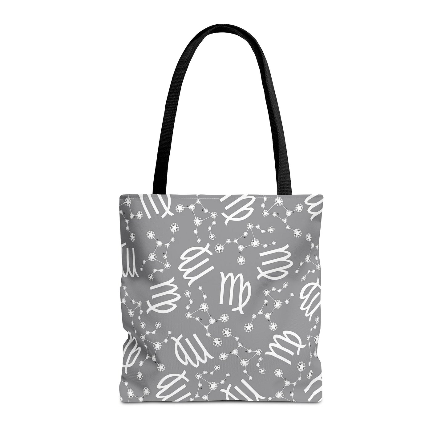 Tote Bag, Virgo Zodiac Sign, AOP, (Grey, White)