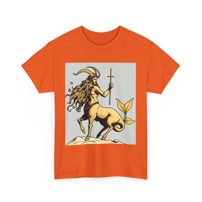 Unisex Heavy Cotton T-Shirt, Capricorn God v3, Zodiac Design