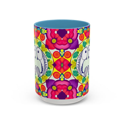 Accent Coffee Mug, Pisces, Zodiac v4, Flower Pattern, (11, 15oz)