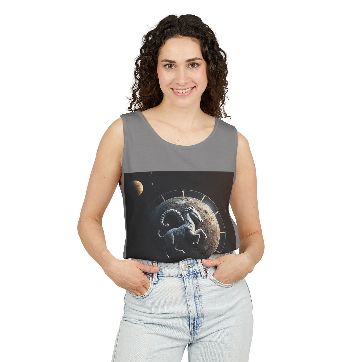 Unisex Garment-Dyed, Tank Top, Aries Design, Planet Animal, 100% Ringspun US cotton