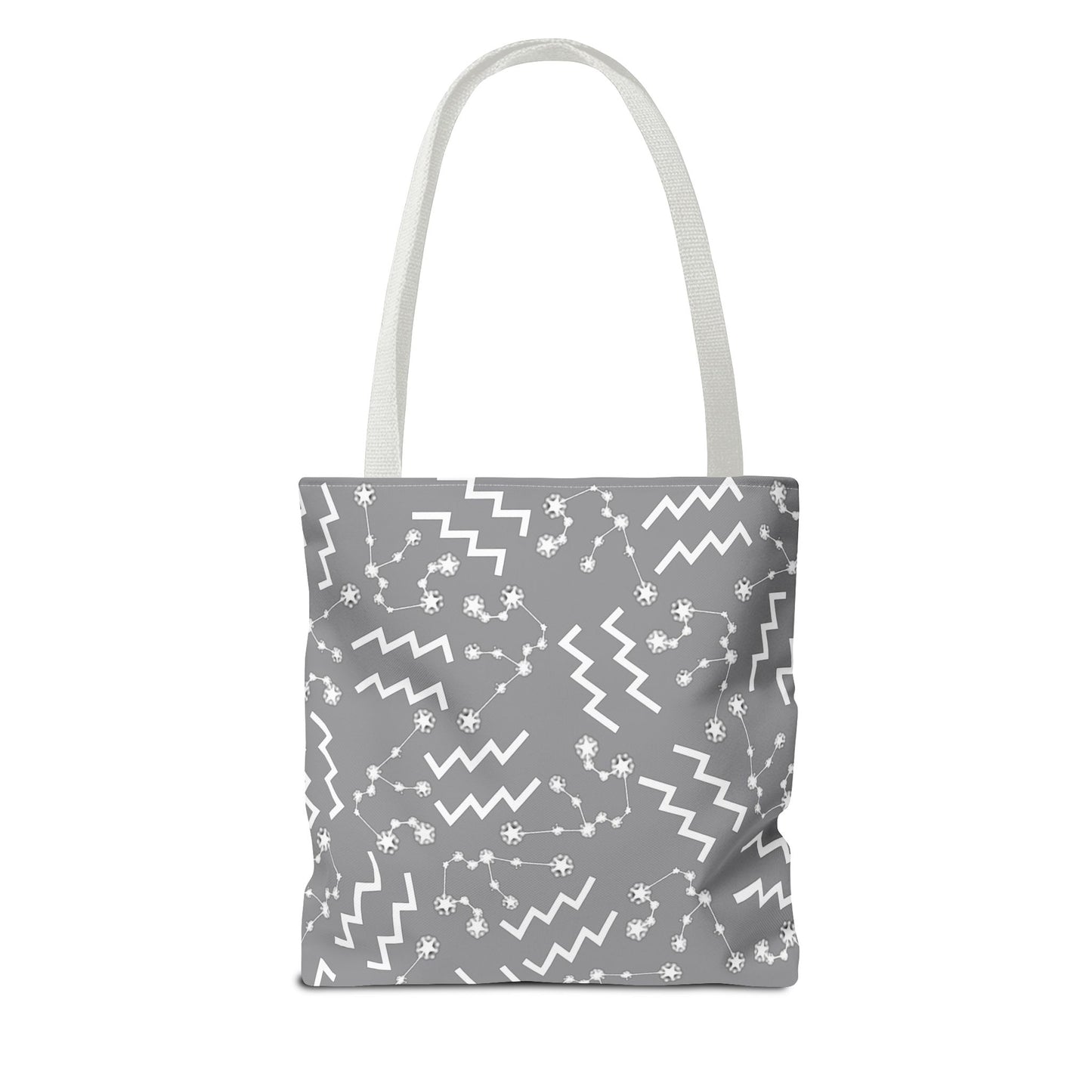 Tote Bag, Aquarius Zodiac Sign, AOP, (Grey, White)