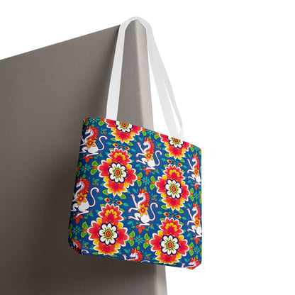 Tote Bag, (AOP), Virgo, Zodiac v2, Flower Pattern