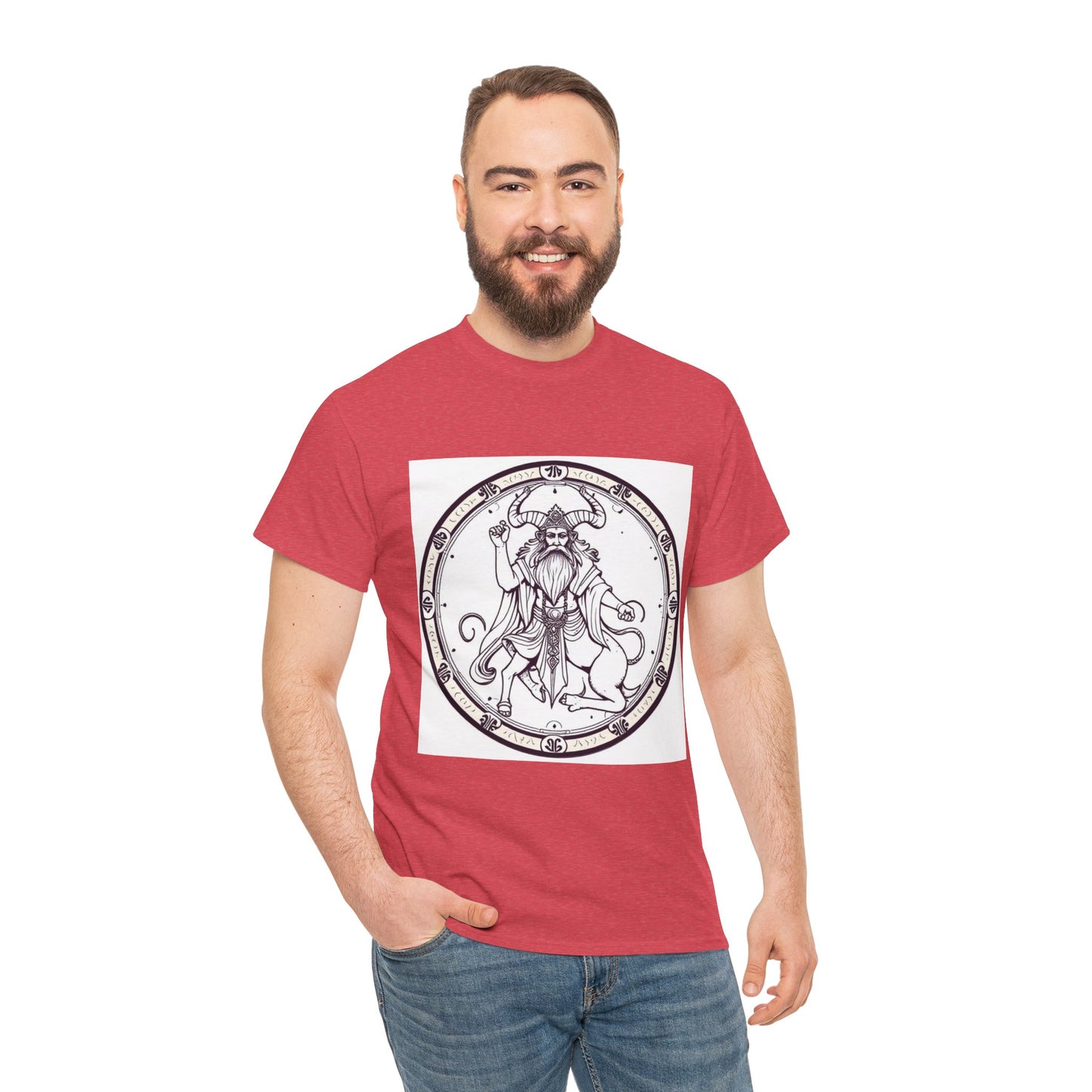 Unisex Heavy Cotton T-Shirt, Bull Centaur v1, Taurus Zodiac Design