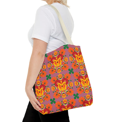 Tote Bag (AOP), Aries, Zodiac v1, Flower Pattern