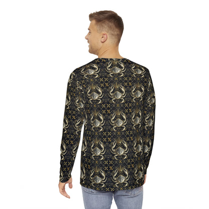 Men's Long Sleeve Shirt, (AOP), Cancer, Zodiac v1, Pattern