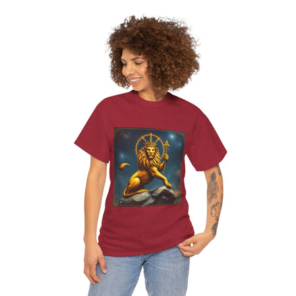 Unisex Heavy Cotton T-Shirt, King of Lions, Leo Zodiac Design