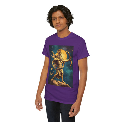 Unisex Heavy Cotton T-Shirt, Midnight Arrow v1, Sagittarius Zodiac Design