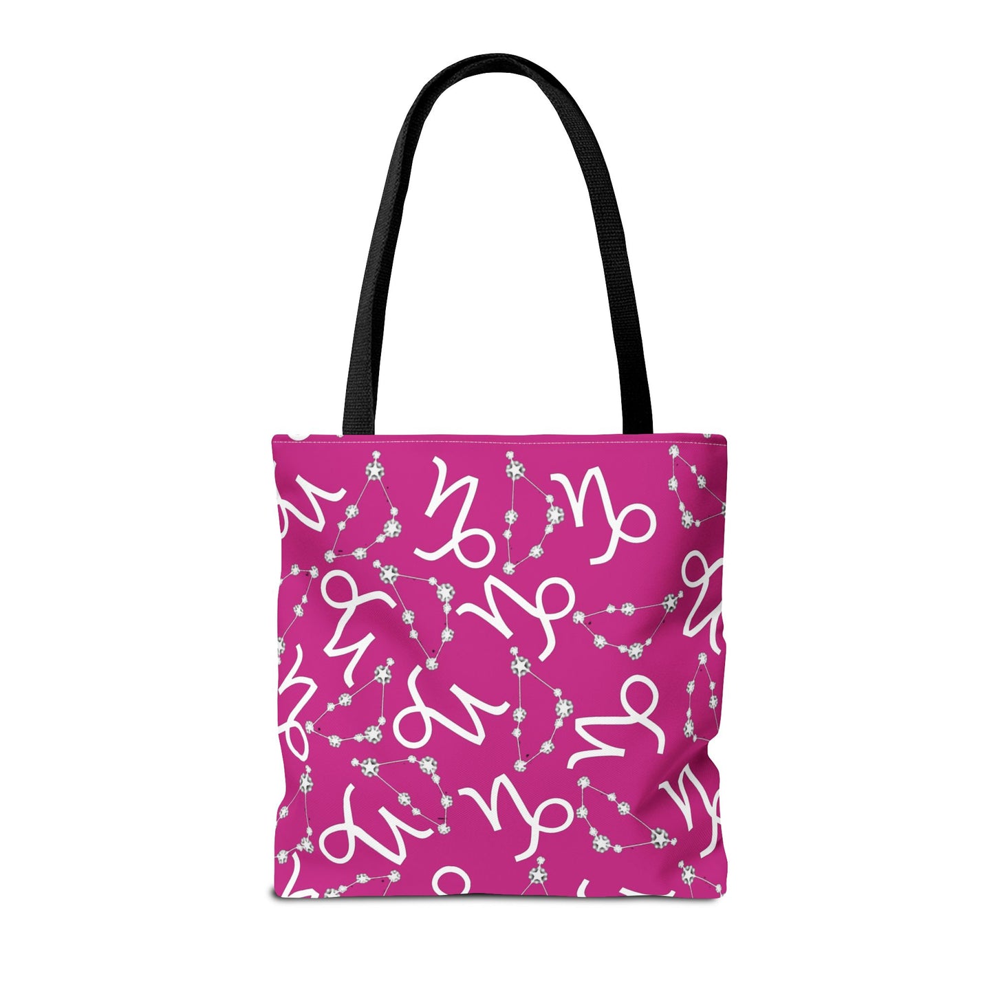 Tote Bag, Capricorn Zodiac Sign, AOP, (Pink, White)