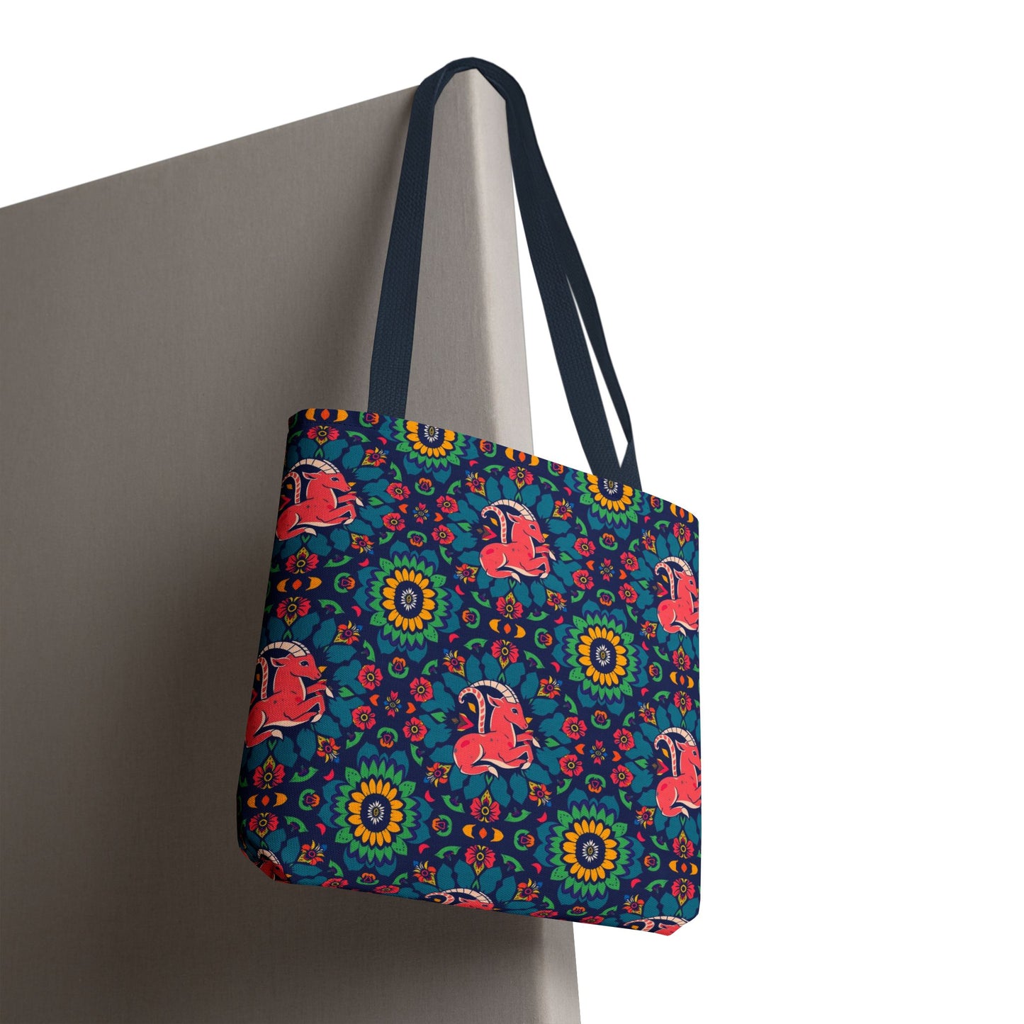 Tote Bag (AOP), Capricorn, Zodiac v1, Flower Pattern