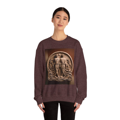 Unisex Heavy Blend™ Crewneck Sweatshirt, Stone Twins, Gemini Zodiac Design