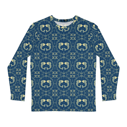 Men's Long Sleeve Shirt, (AOP), Pisces, Zodiac v4, Pattern