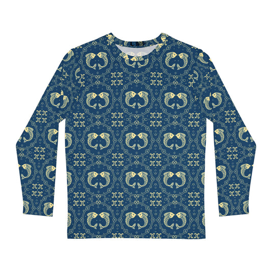 Men's Long Sleeve Shirt, (AOP), Pisces, Zodiac v4, Pattern