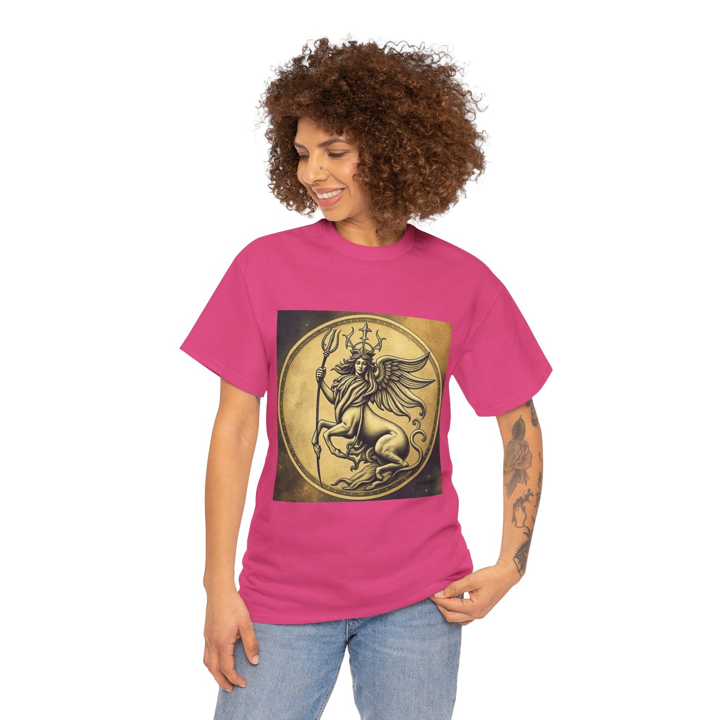 Unisex Heavy Cotton T-Shirt, Animal Angel v1, Virgo Zodiac Design