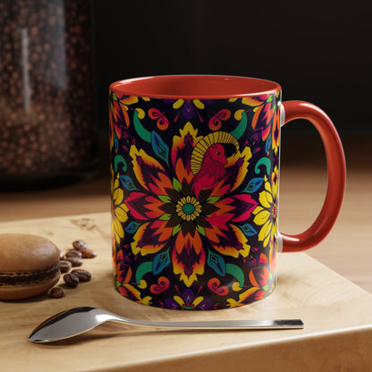 Accent Coffee Mug, Capricorn, Zodiac v4, Flower Pattern, (11, 15oz)