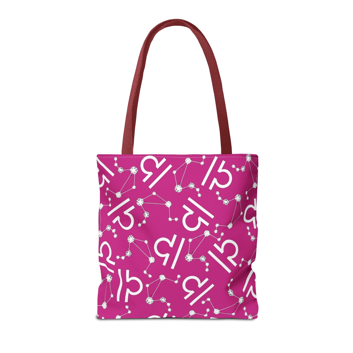 Tote Bag, Libra Zodiac Sign, AOP, (Pink, White)